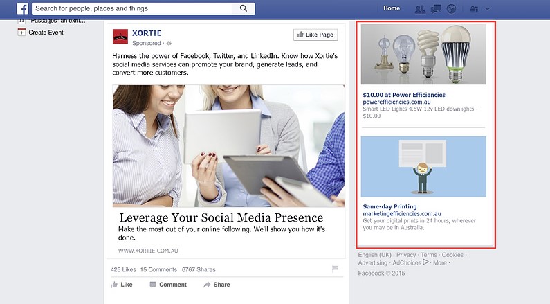 Facebook Ad Placements Right Sidebar
