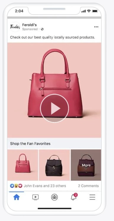 Facebook's collection ad