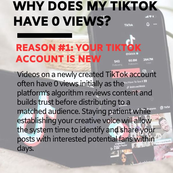 No views on TikTok due to Your TikTok account is new