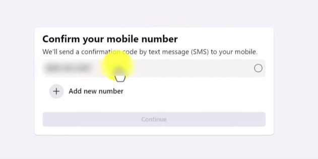 Confirm your Mobile number by Click Add new number